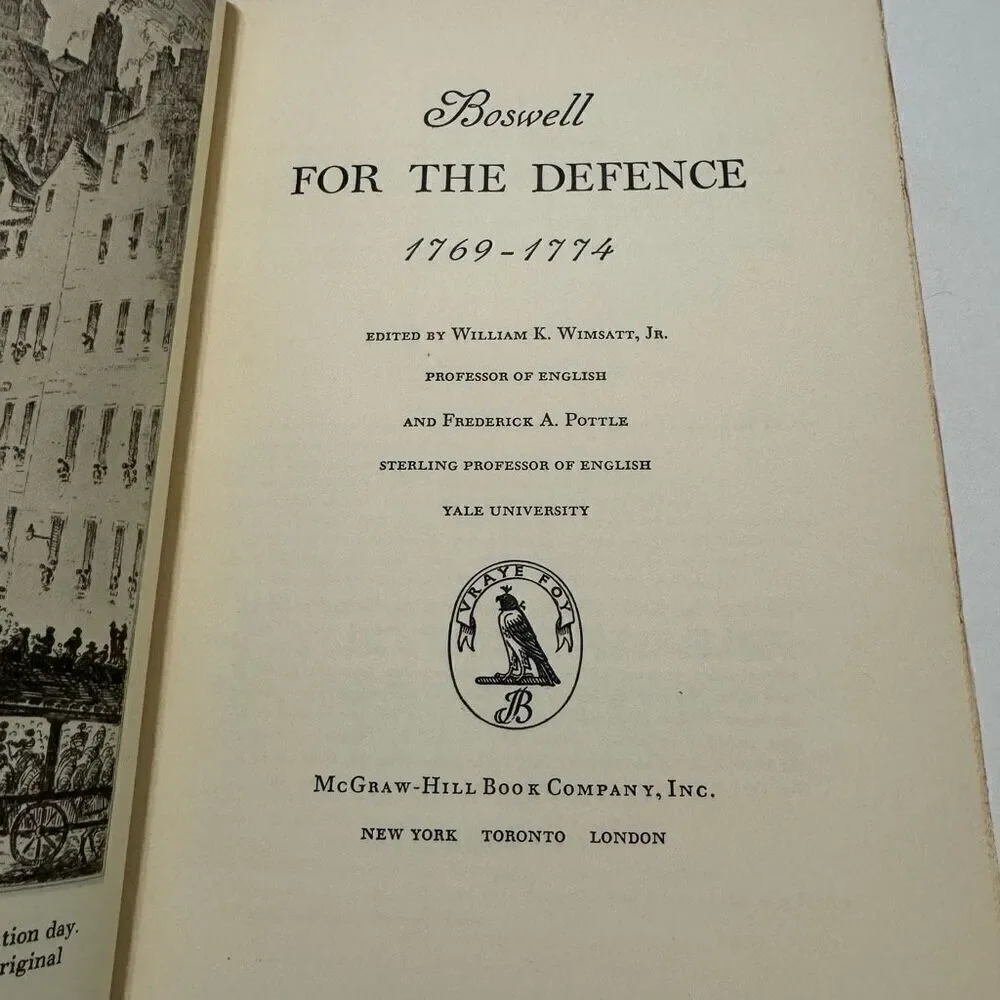 Boswell for the Defence 1769- 1774 edited by William K. Wimsatt Jr. (1959, 1st)